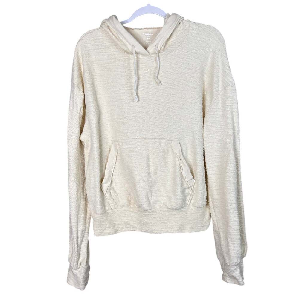 Vimmia Textured Pullover Hoodie Ivory Cream SZ Medium